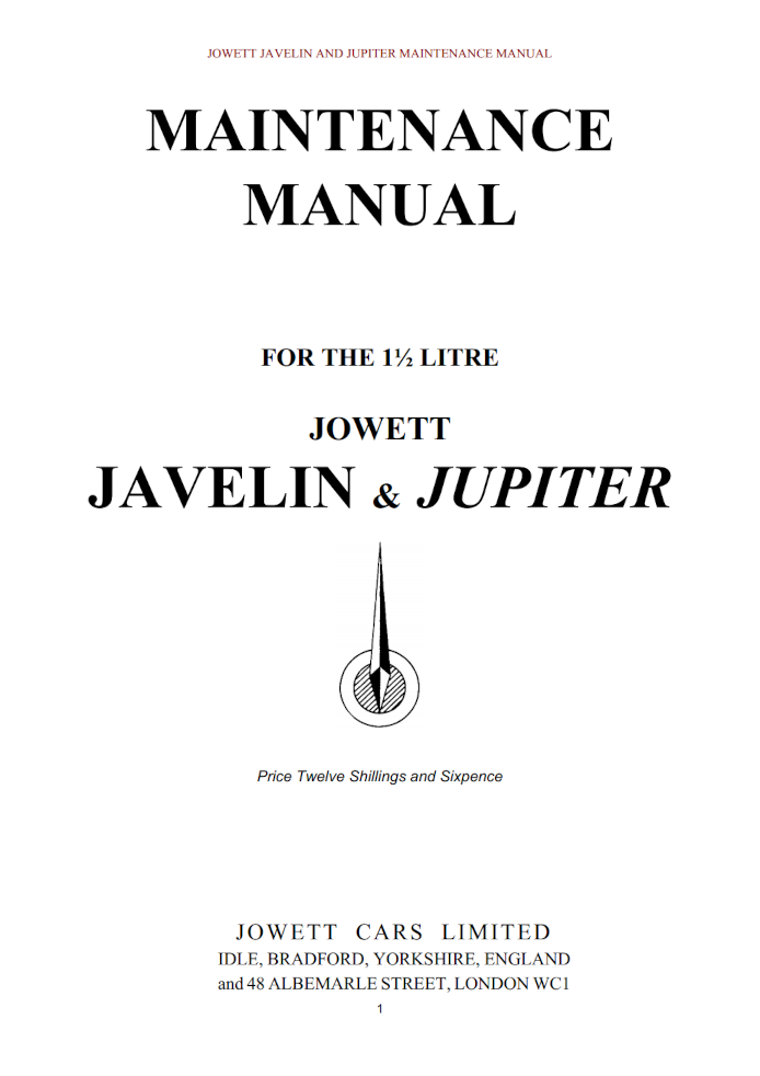 Jowett Maintenance manual