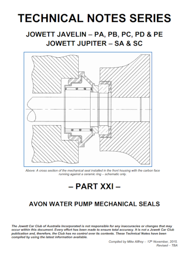 Part 21 Avon Water Pump Seals