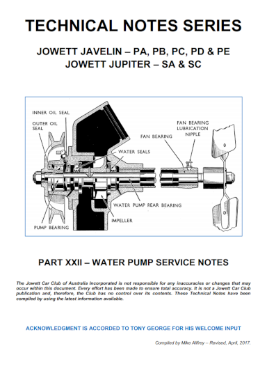Part22 Water Pump Service Notes