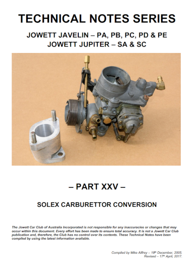 Part 25 Solex Carburettor Conversion