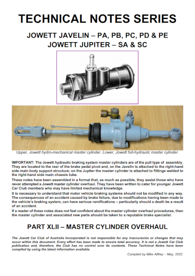 Part42 Master Cylinder Overhaul