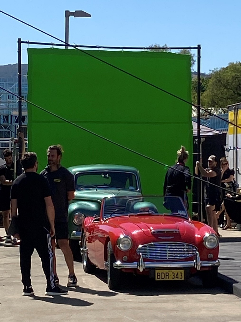 Javelin Bubble Bubble in front of a green screen